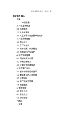 商業(yè)策劃書格式模板